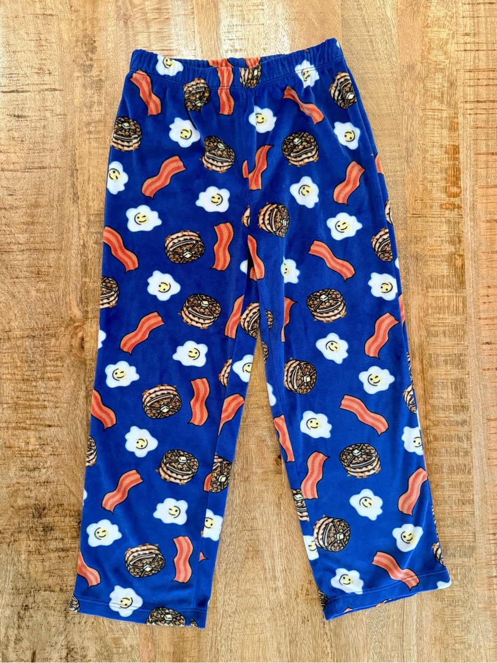 Wonder Nation Boys Bacon Eggs & Waffles Fleece Pajama Pants Blue Size S 6-6X